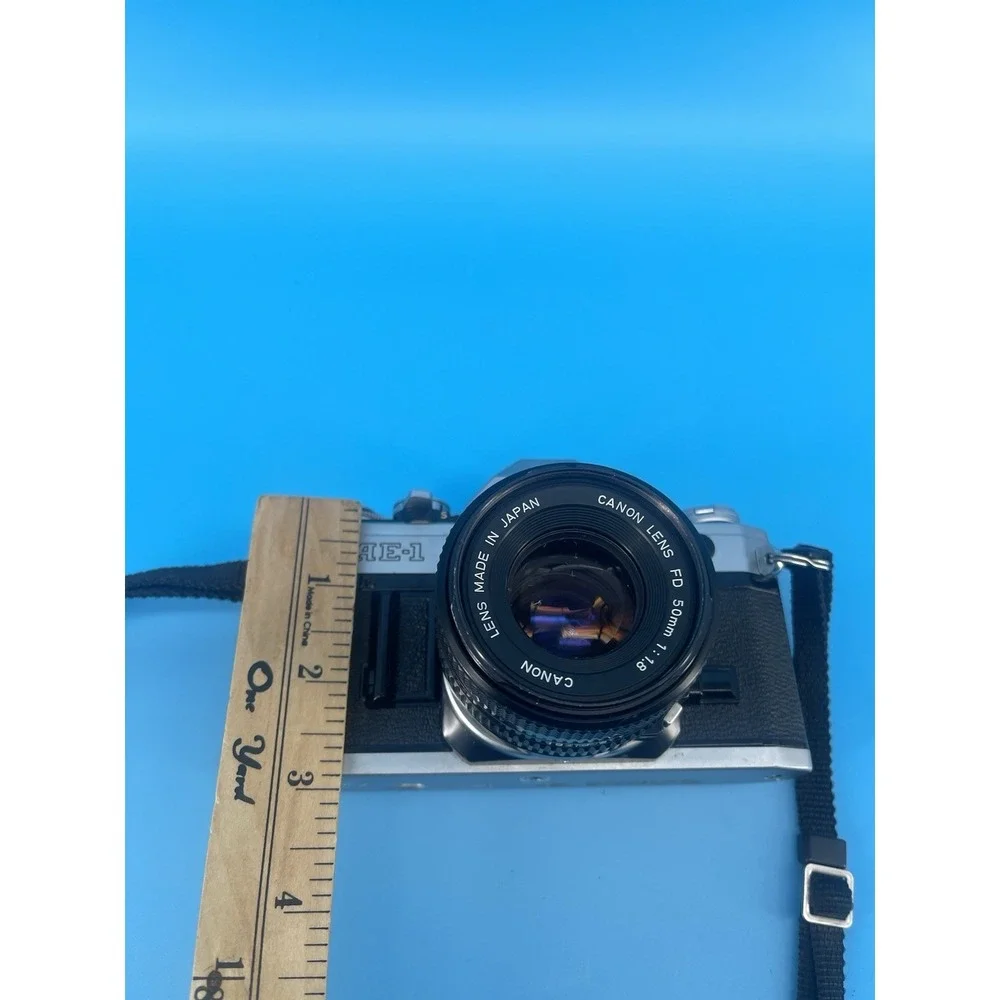 Canon AE-1 35mm SLR Film Camera w/ FD 50mm f/1.8 Lens & Case Untested
